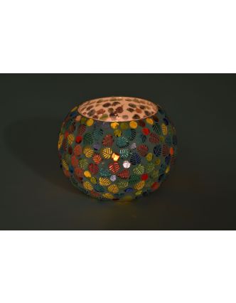 Lampička, sklenená mozaika, guľatá, priemer 10cm, výška 9cm