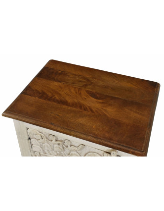 Nočný stolík z mangového dreva, biela patina, 50x38x59cm