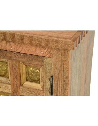Nočný stolík vyrobený z mangového dreva, zdobený mosadzou, 51x38x74cm