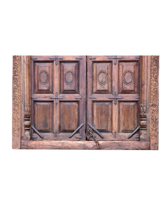 Antik dvere s rámom z Gujaratu, tíkové drevo, 160x14x265cm