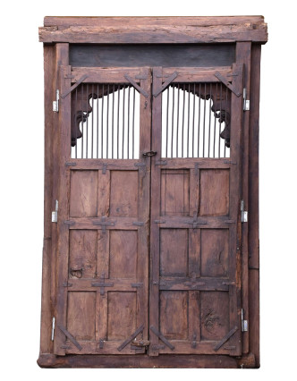 Antik dvere s rámom z Gujaratu, tíkové drevo, 160x14x265cm
