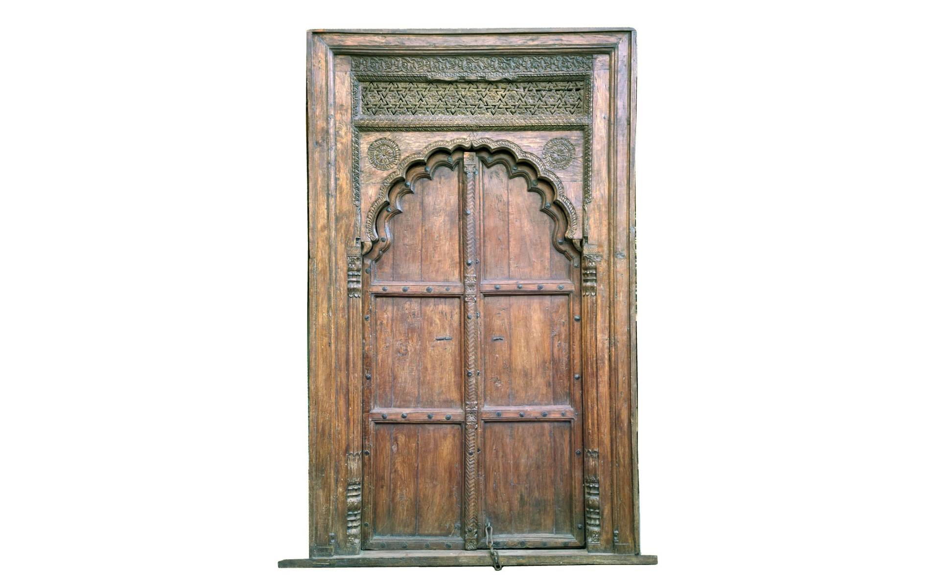 Antik dvere s rámom z Gujaratu, teakové drevo, 190x14x270cm