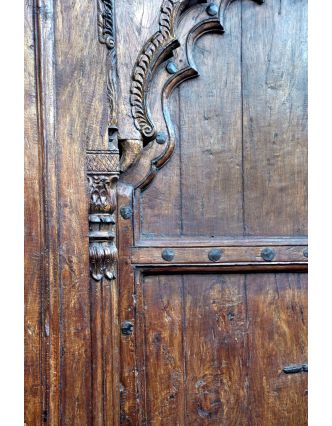 Antik dvere s rámom z Gujaratu, teakové drevo, 190x14x270cm