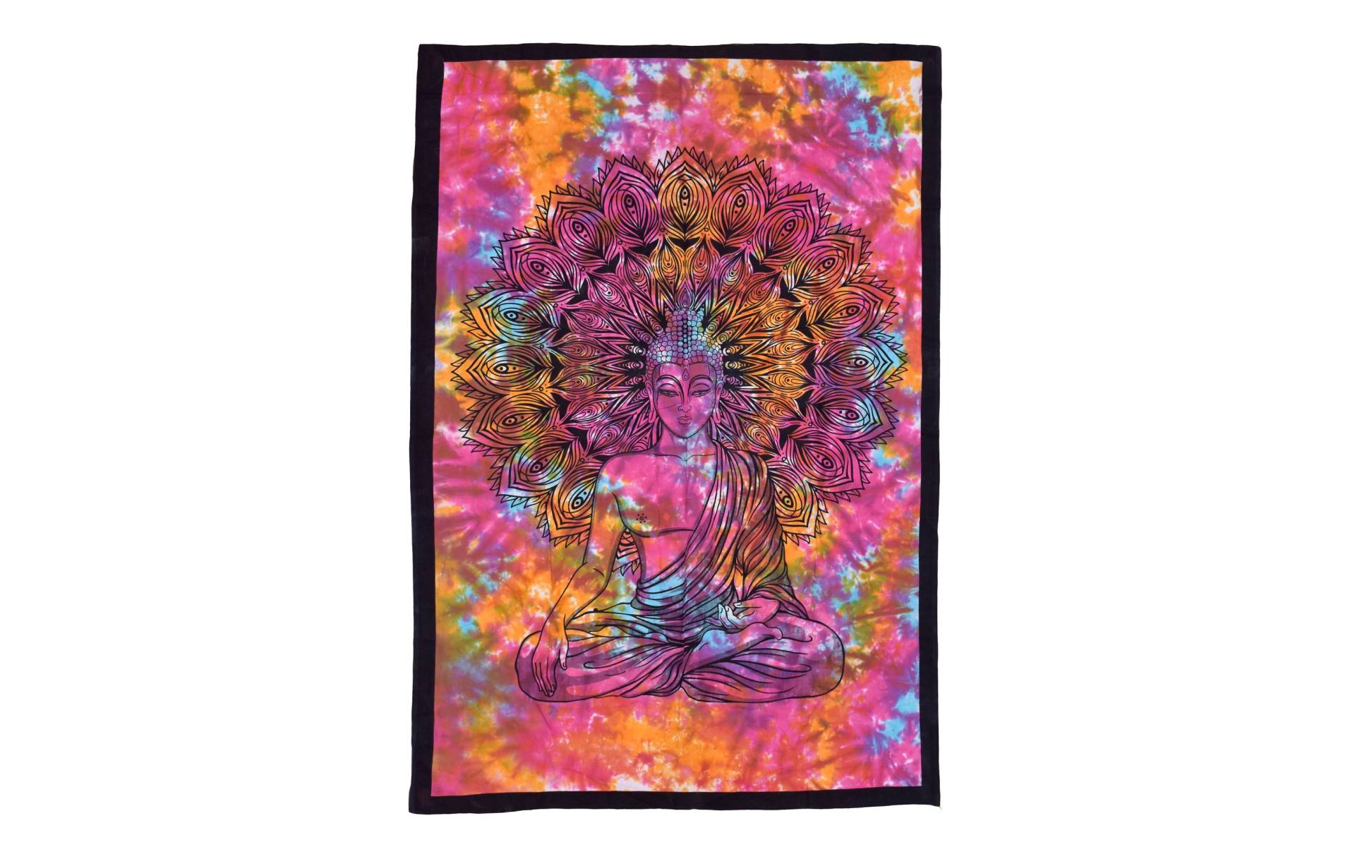 Prikrývka na posteľ, Budha, farebná batika, 200x140cm