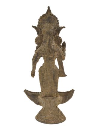 Sarasvátí, Tribal Art, mosadzná socha, 22x16x47cm