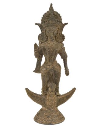 Sarasvátí, Tribal Art, mosadzná socha, 22x16x47cm