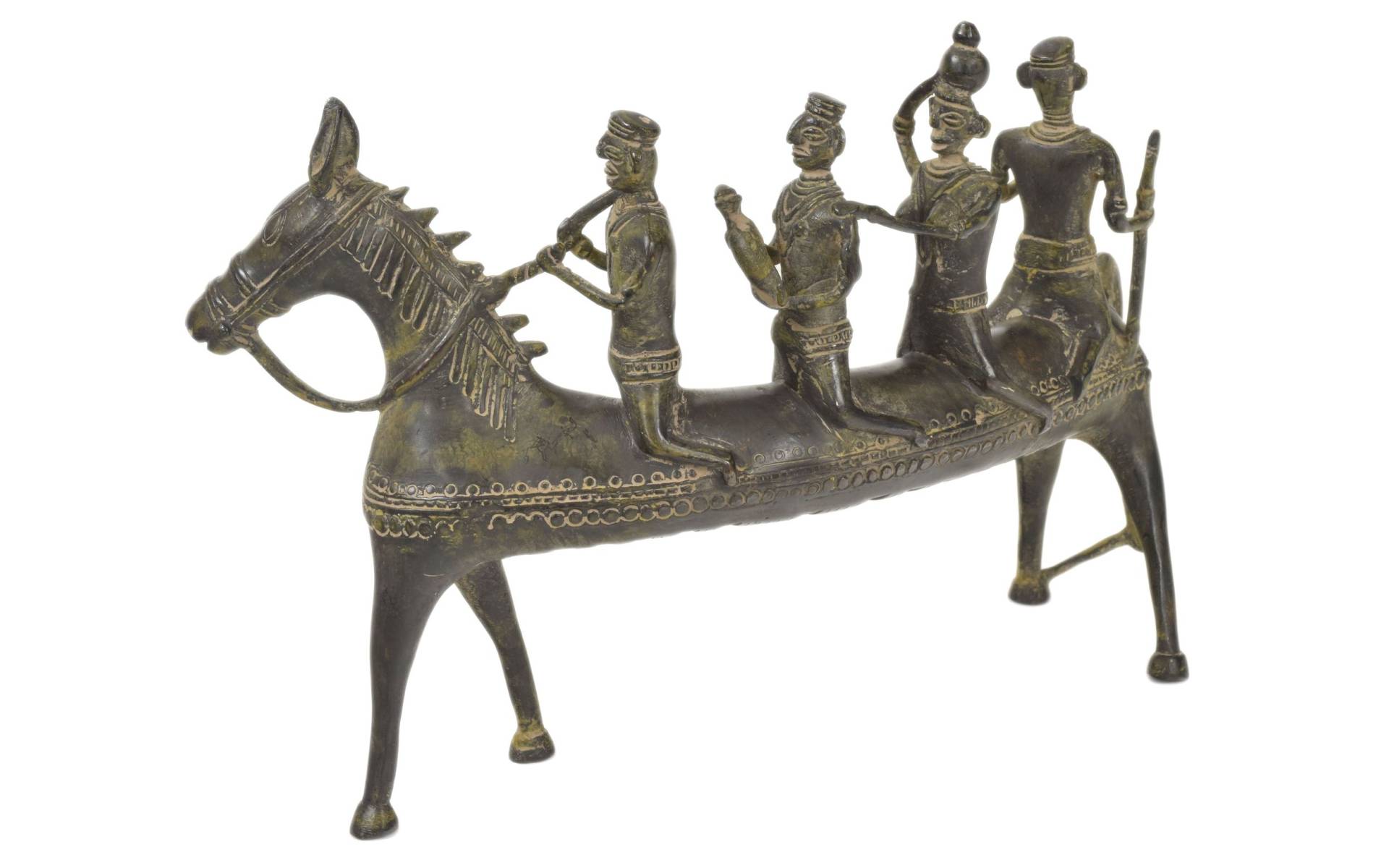Kôň zatáčajúci vpravo, Tribal Art, mosadzná socha, 30x10x20cm