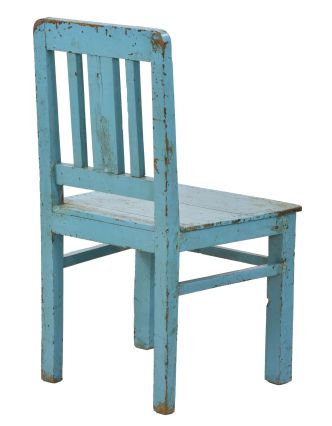 Stará stoličky z teakového dreva, tyrkysová patina, 48x47x92cm