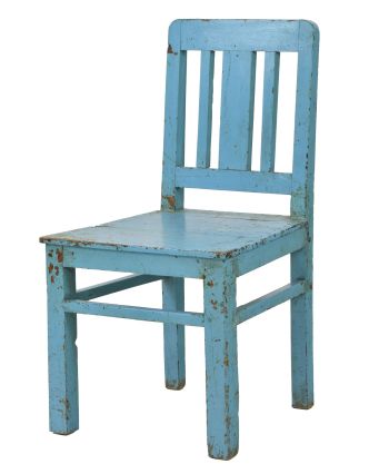 Stará stoličky z teakového dreva, tyrkysová patina, 48x47x92cm