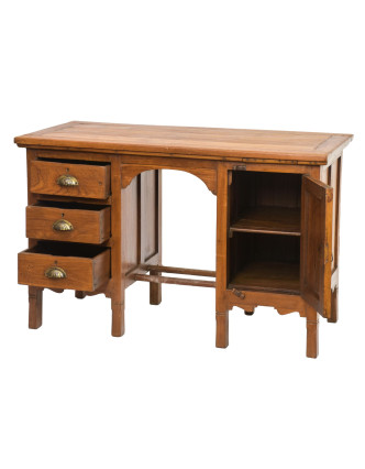 Starý písací stôl z teakového dreva, 119x59x76cm