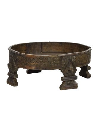 Okrúhly stolík z mangového dreva, 82x82x32cm