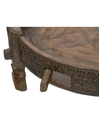 Okrúhly stolík z mangového dreva, 84x84x32cm