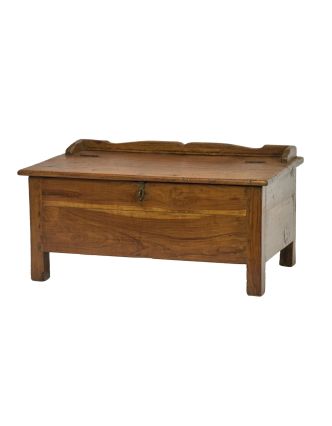 Starý Kupecký stolík z teakového dreva, šuplíky, 76x43x39cm