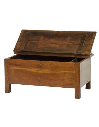 Starý Kupecký stolík z teakového dreva, šuplíky, 76x43x39cm