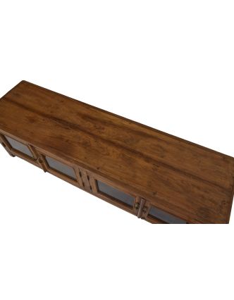 Presklená skrinka z teakového dreva, 163x45x50cm