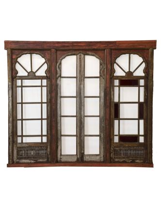 Staré presklené dvere z Gujaratu, tíkové drevo, 232x11x202cm