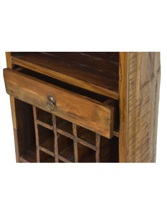 Knižnica / vinotéka z mangového dreva v tvare lode, 58x45x210cm