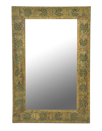 Zrkadlo v ráme z teakového dreva, ručne vyrezávané, 55x3x85cm