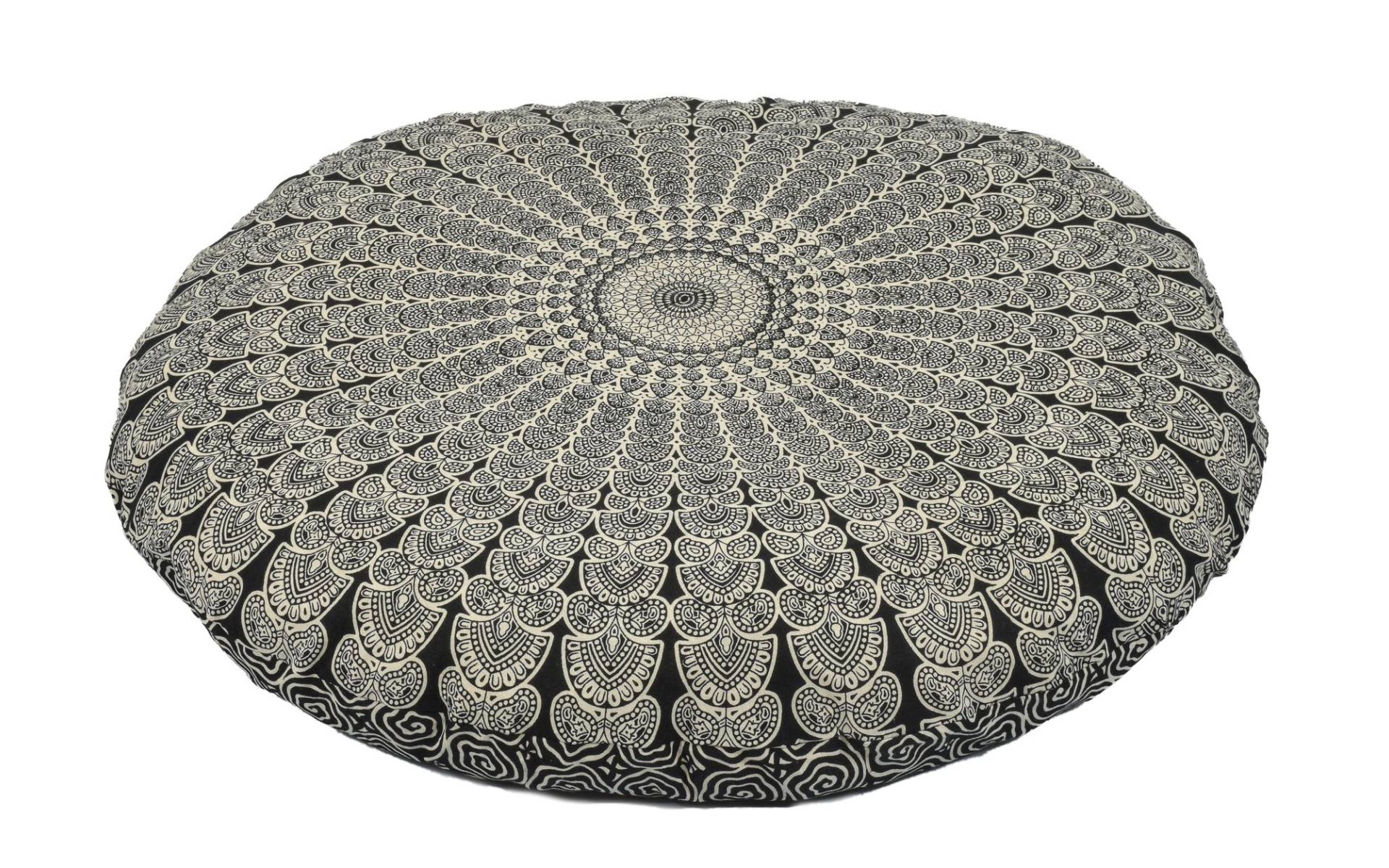 Meditačný vankúš, okrúhly, čierno-biely, 80x10cm