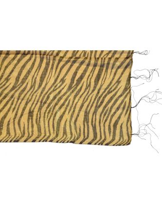 Šatka so zvieracou potlačou, hnedo-béžová, viskóza, zlatý lurex, 45x164cm