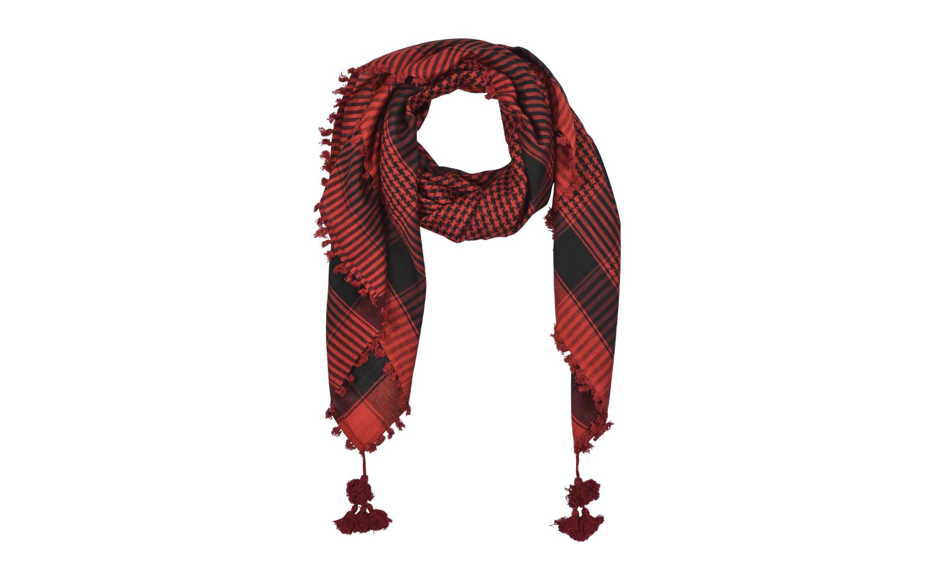 Šatka, "Palestína", viskóza, červeno-čierny, strapce, cca 120*120cm
