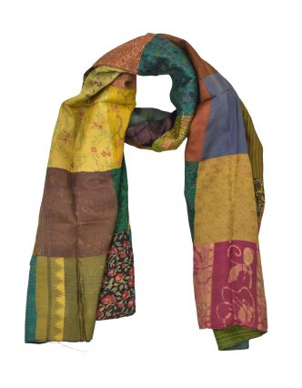 Hodvábny patchworkový šál s motívom, 180x50cm