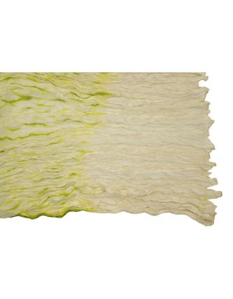 Šatka, hodváb, krčená úprava, zeleno-krémová batika, 100x165