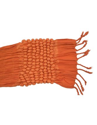 Šál, vytlačené bublinky, oranžový, s lurexom, žabičkovanie, strapce, 30x160 cm