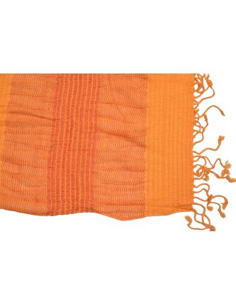 Šál, viskóza, oranžovo-červený, elastické žabičkovanie, 180 * 34 až 54 cm