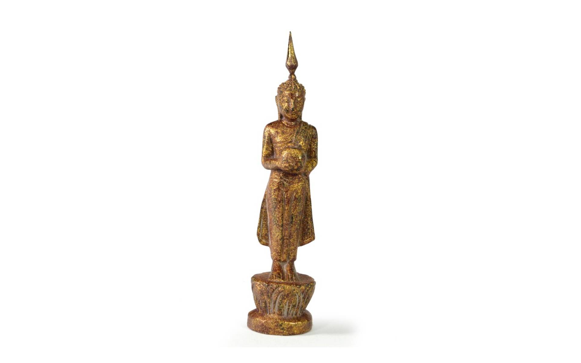 Narodeninový Budha, streda, teak, hnedá patina, 23cm
