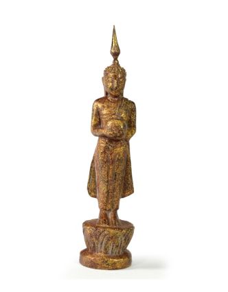Narodeninový Budha, streda, teak, hnedá patina, 23cm