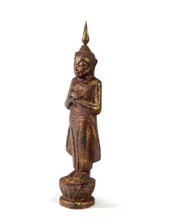 Narodeninový Budha, piatok, teak, hnedá patina, 23cm