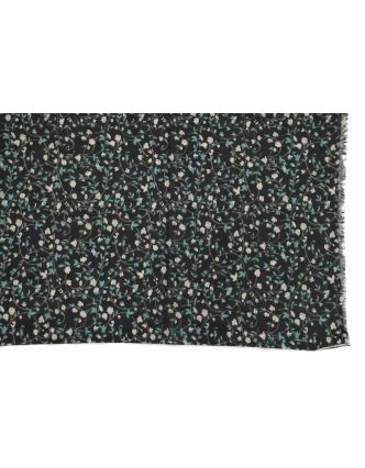 Šatka z bavlny, čierna s potlačou drobných kvetov, 70x180cm