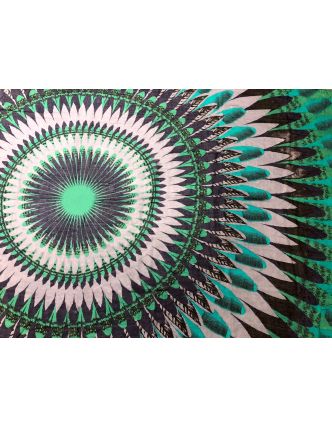 Veľká šatka, šedo-zeleno-modrý, veľká Mandala, 110x180 cm