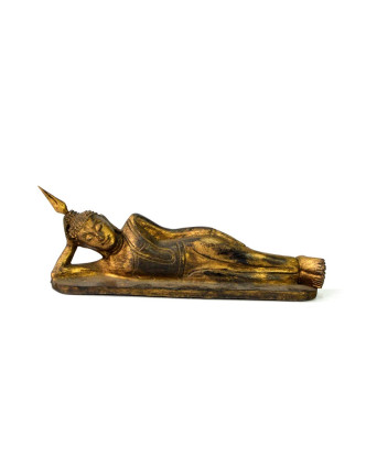 Narodeninový Budha, utorok, teak, zlatá patina, 23cm