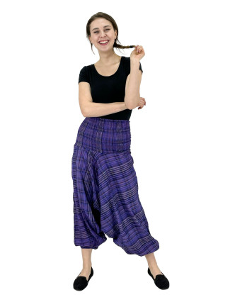 Turecké nohavice, fialovej, pružný pás