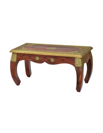 Ópiový stolík z palisandrového dreva zdobený kovaním, 80x40x42cm