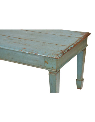 Konferenčný stolík z teakového dreva, tyrkysová patina, 185x68x61cm