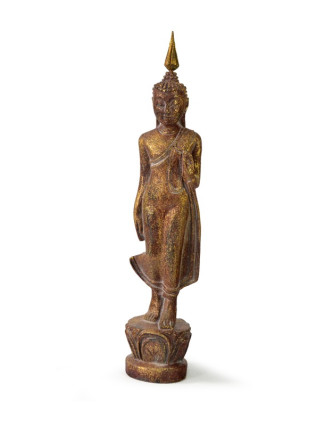 Narodeninový Budha, pondelok, teak, hnedá patina, 26cm