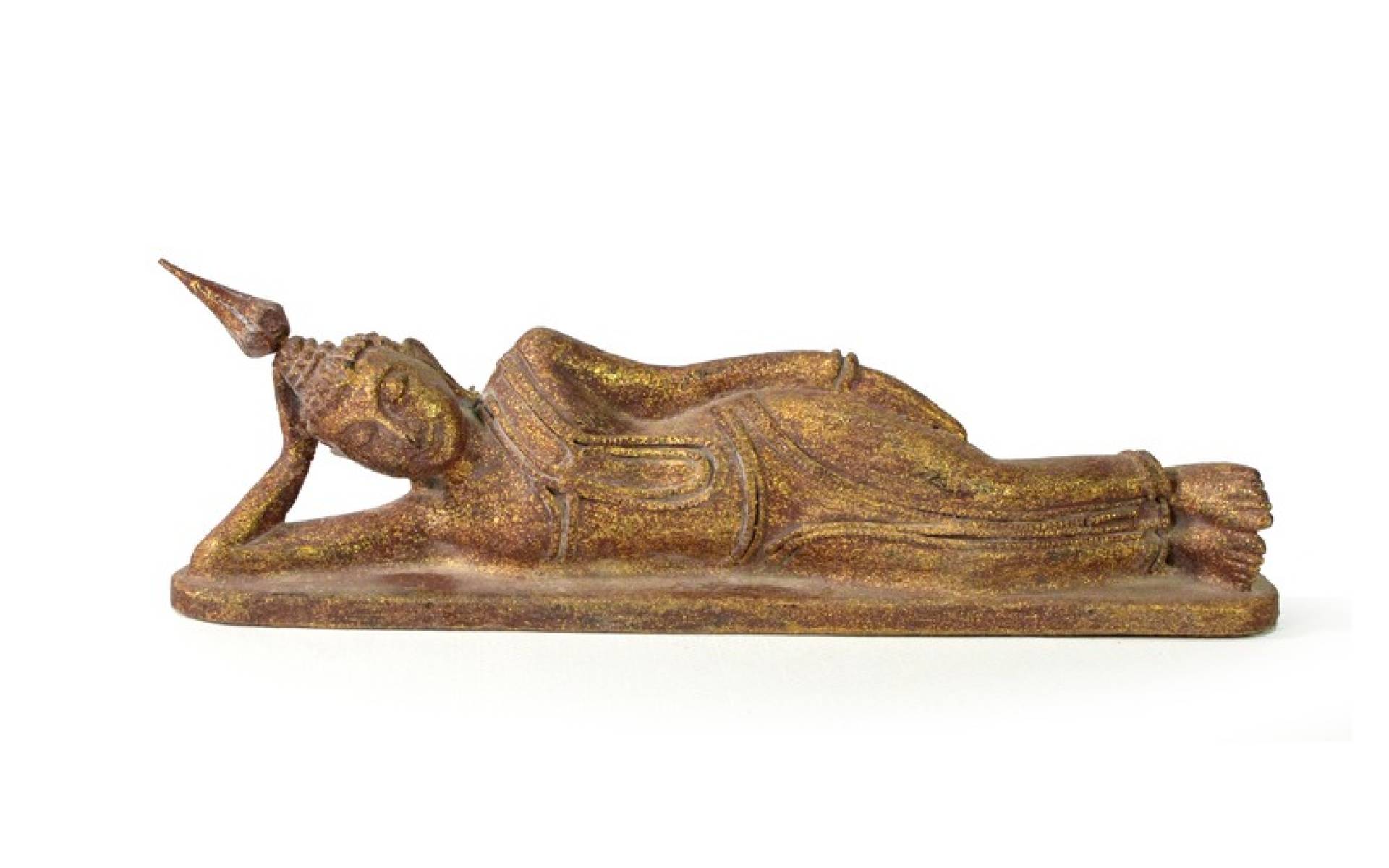 Narodeninový Budha, utorok, teak, hnedá patina, 26cm