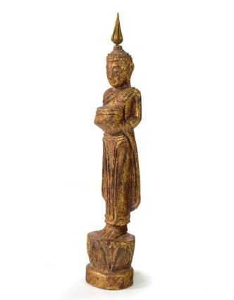 Narodeninový Budha, streda, teak, hnedá patina, 26cm