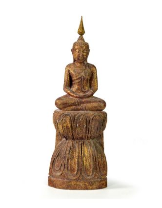 Narodeninový Budha, štvrtok, teak, hnedá patina, 26cm