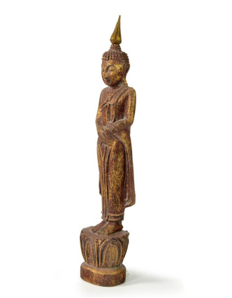 Narodeninový Budha, nedeľa, teak, hnedá patina, 26cm