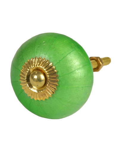 Maľovaná porcelánová úchytka na šuplík, perleťovo zelená, priemer 4 cm