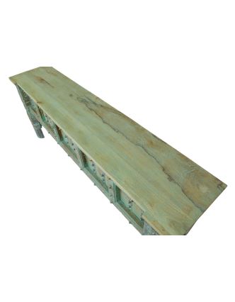 Konzolový stolík z mangového dreva, tyrkysová patina, 201x43x76cm