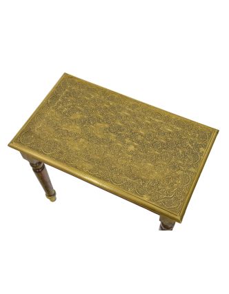Stolička z palisandrového dreva s mosadzným kovaním, 60x30x50cm