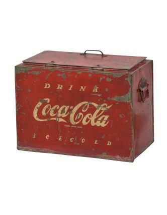 Plechová chladnička, Coca Cola, 44x24x34cm, antik