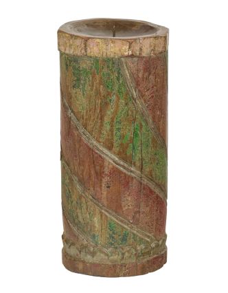 Drevený svietnik zo starého teakového stĺpu, 17x17x39cm