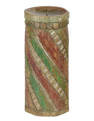 Drevený svietnik zo starého teakového stĺpu, 18x18x38cm