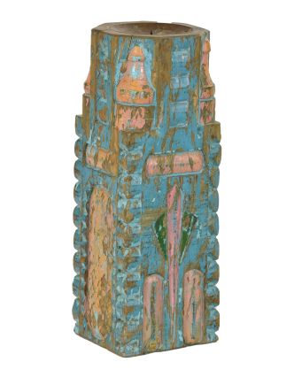 Drevený svietnik zo starého teakového stĺpu, 16x16x47cm
